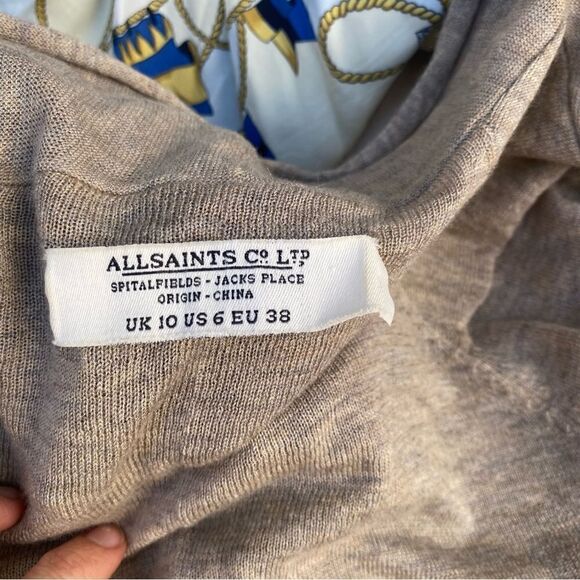 All Saints silk and wool blend sand color cardigan size 6 - Picture 6 of 8